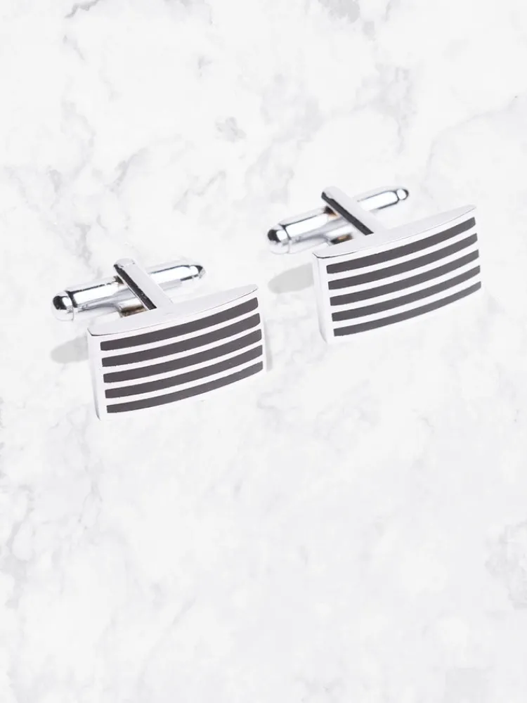 boutons_de_manchettes__mt_0.webp Palenzo Accessoires Et Chaussures | Prêt-à-porter | Boutons de manchettes - Métal argenté rectangles
