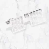 Palenzo Cérémonie | Accessoires Et Chaussures | Boutons de manchettes métal - Argenté carrés avec pierres