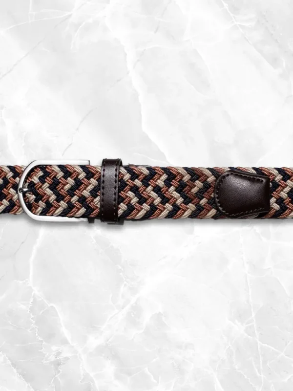 Palenzo Accessoires Et Chaussures | Prêt-à-porter | Ceinture tressée - Cognac, écru et bleu marine