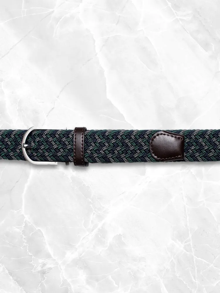 ceinture_tresse__vert_ble_0.webp Palenzo Accessoires Et Chaussures | Ceintures | Ceinture tressée - Vert, bleu marine et gris
