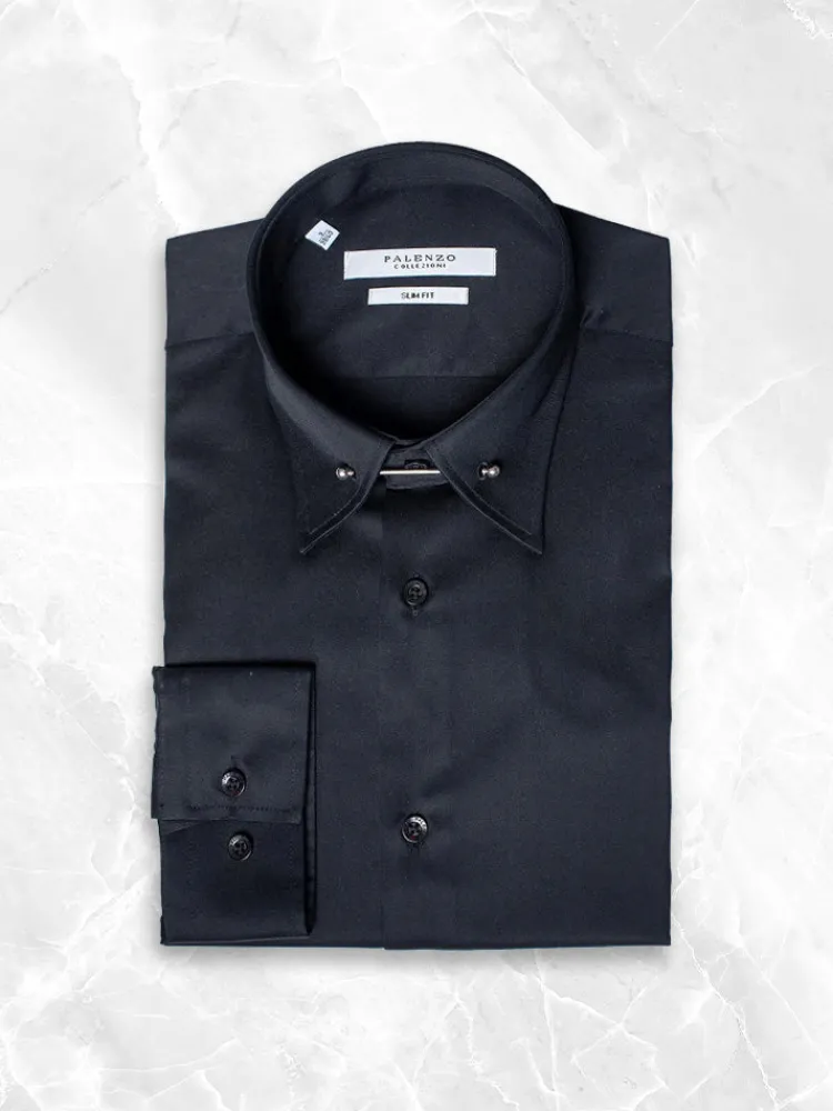 chemise_col_anglais_avec__0.webp Palenzo Prêt-à-porter | Chemise col anglais avec barrette - Noir
