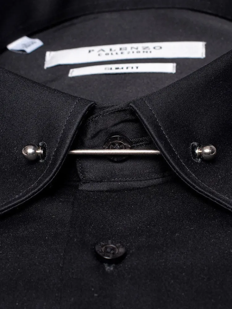 chemise_col_anglais_avec__1.webp Palenzo Prêt-à-porter | Chemise col anglais avec barrette - Noir