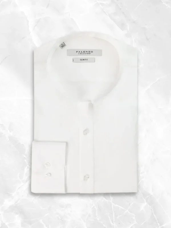 Palenzo Prêt-à-porter | Chemise col inversé - Blanc bi matière