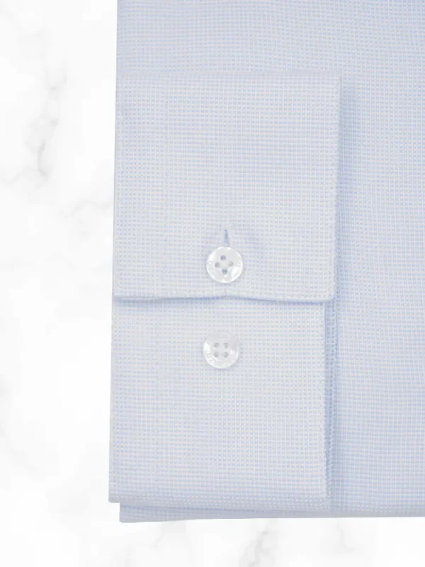 Palenzo Prêt-à-porter | Chemise col inversé - Bleu ciel micro carreaux
