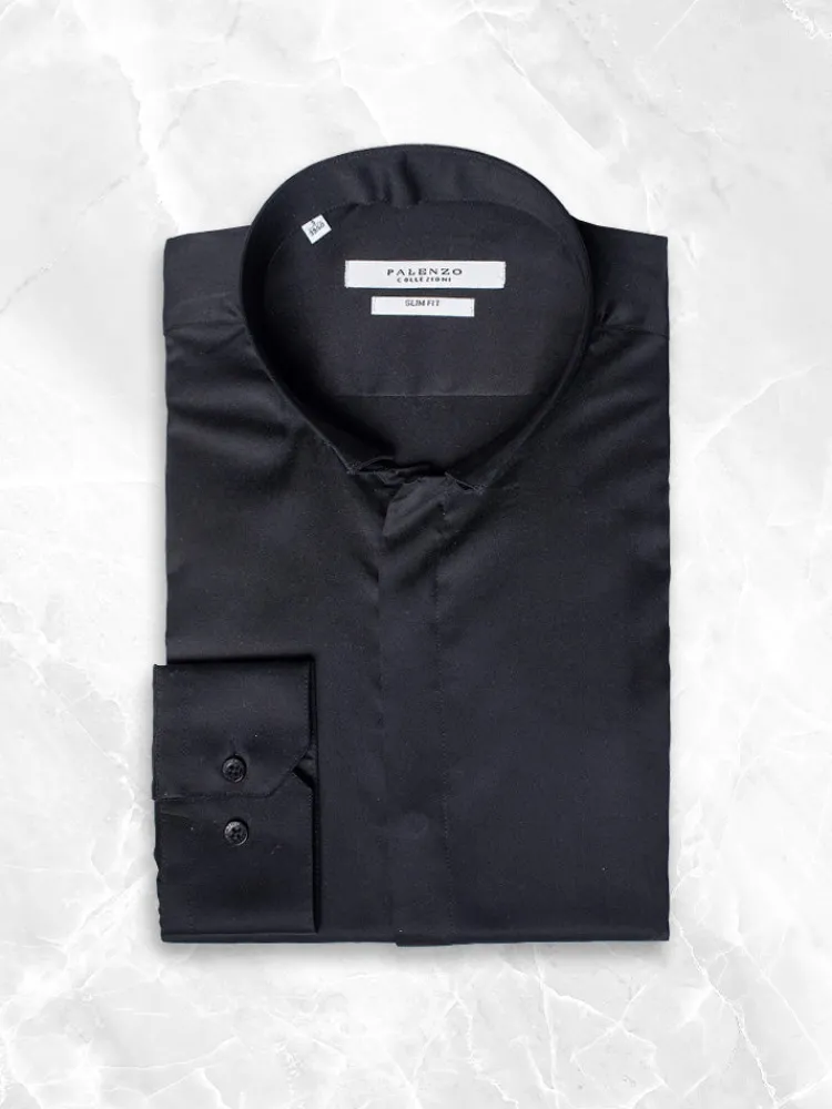 chemise_col_invers__noir_0.webp Palenzo Prêt-à-porter | Chemises | Chemise col inversé - Noir