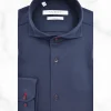 Palenzo Prêt-à-porter | Chemise col italien - Bleu marine