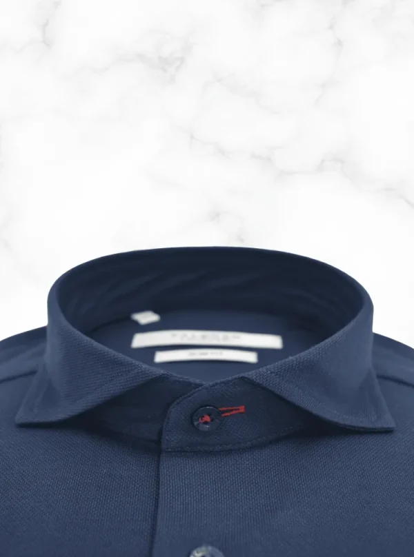 Palenzo Prêt-à-porter | Chemise col italien - Bleu marine