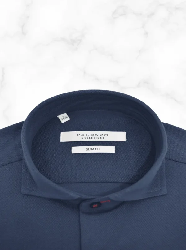 Palenzo Prêt-à-porter | Chemise col italien - Bleu marine