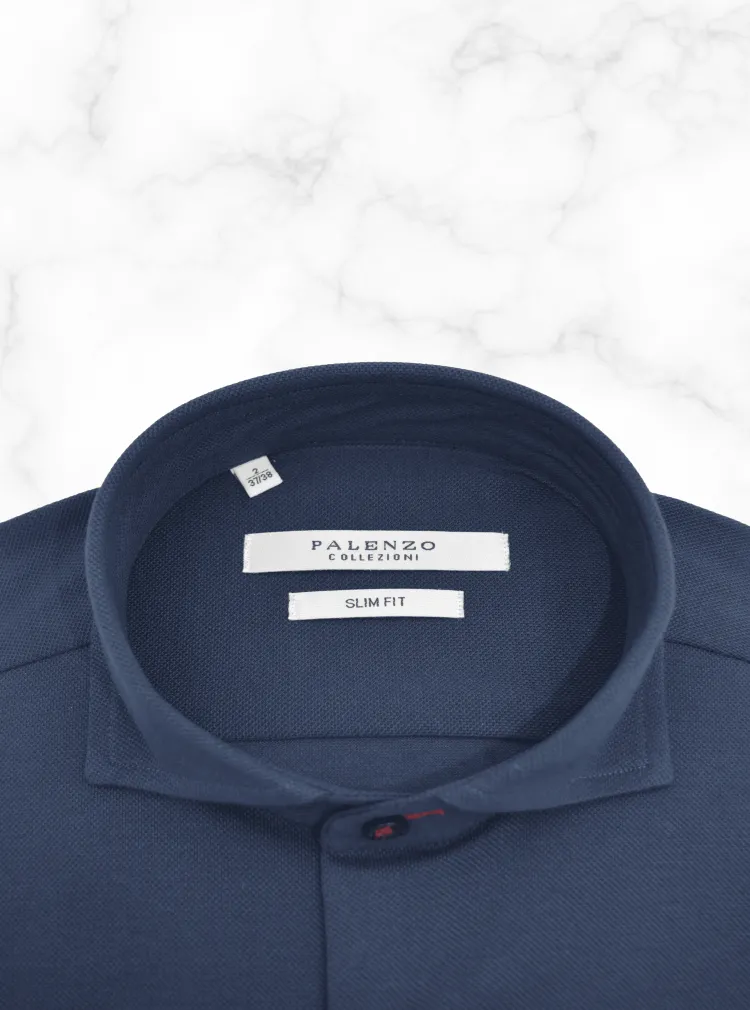 chemise_col_italien__bleu_2.webp Palenzo Prêt-à-porter | Chemise col italien - Bleu marine