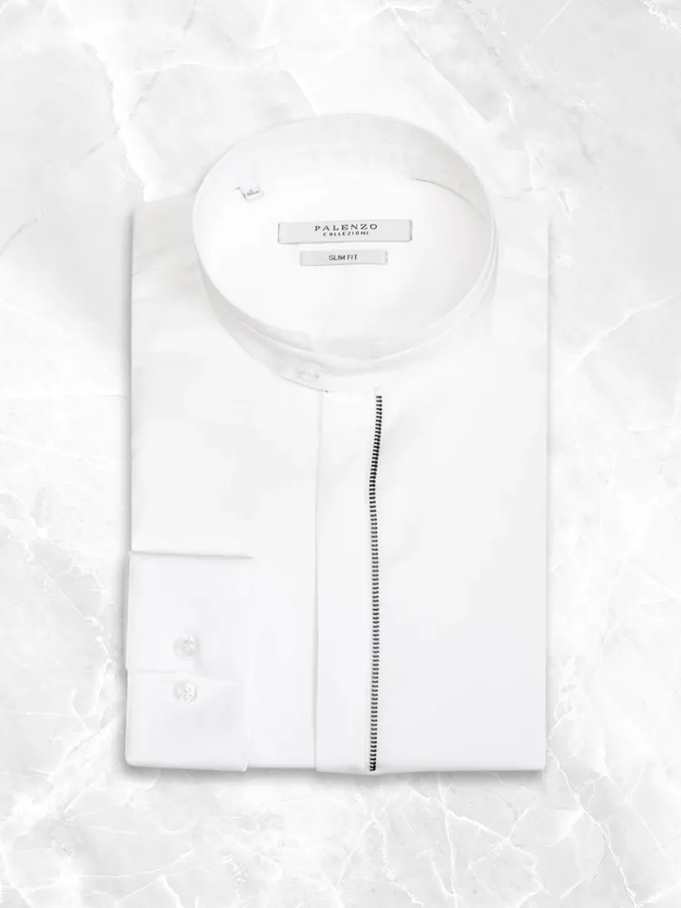 chemise_col_officier__bla_0-1.webp Palenzo Prêt-à-porter | Chemises | Chemise col officier - Blanc