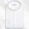 Palenzo Prêt-à-porter | Chemises | Chemise col officier arrondi - Blanc et bleu ciel