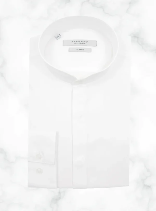 Palenzo Prêt-à-porter | Chemise col officier arrondi - Blanc