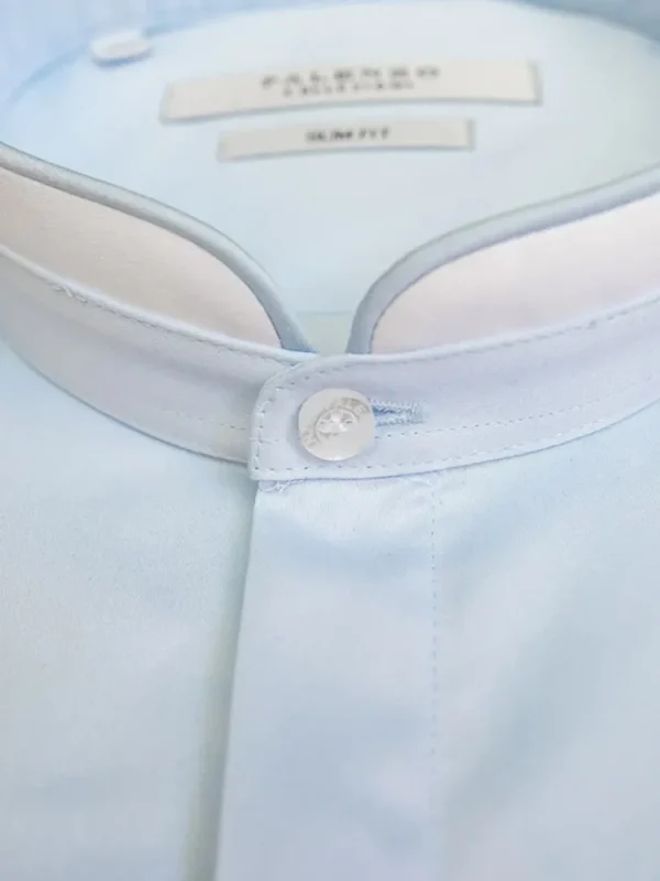 Palenzo Prêt-à-porter | Chemise col officier arrondi - Bleu ciel