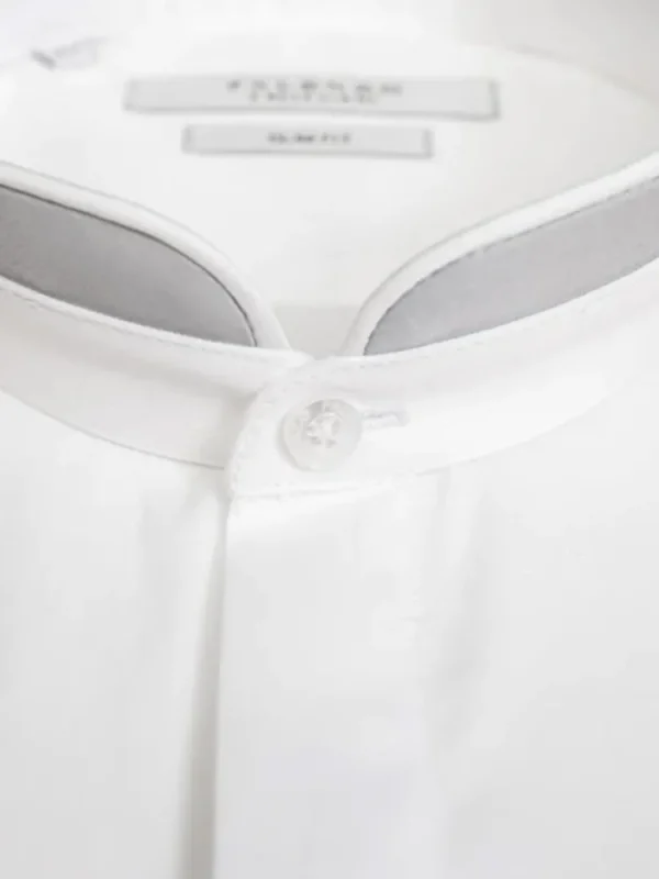 Palenzo Prêt-à-porter | Chemises | Chemise col officier arrondi - Blanc et gris
