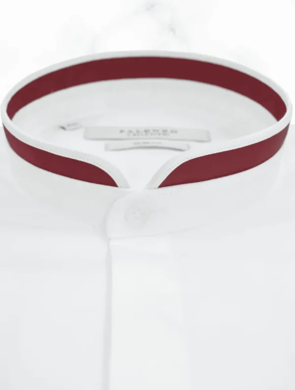 Palenzo Prêt-à-porter | Chemises | Chemise col officier arrondi - Blanc et bordeaux