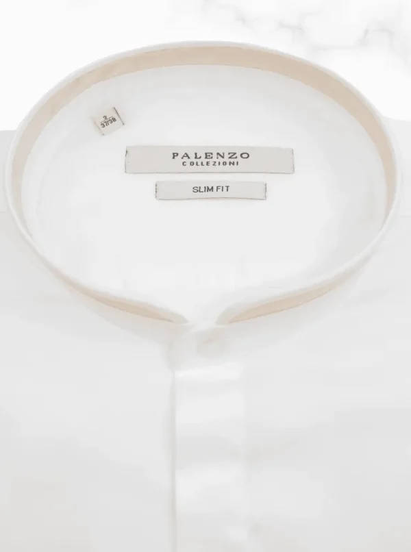 Palenzo Prêt-à-porter | Chemises | Chemise col officier arrondi - Blanc et beige