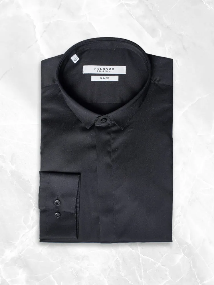 chemise_extra_petit_col___0-1.webp Palenzo Prêt-à-porter | Chemises | Chemise extra petit col - Noir