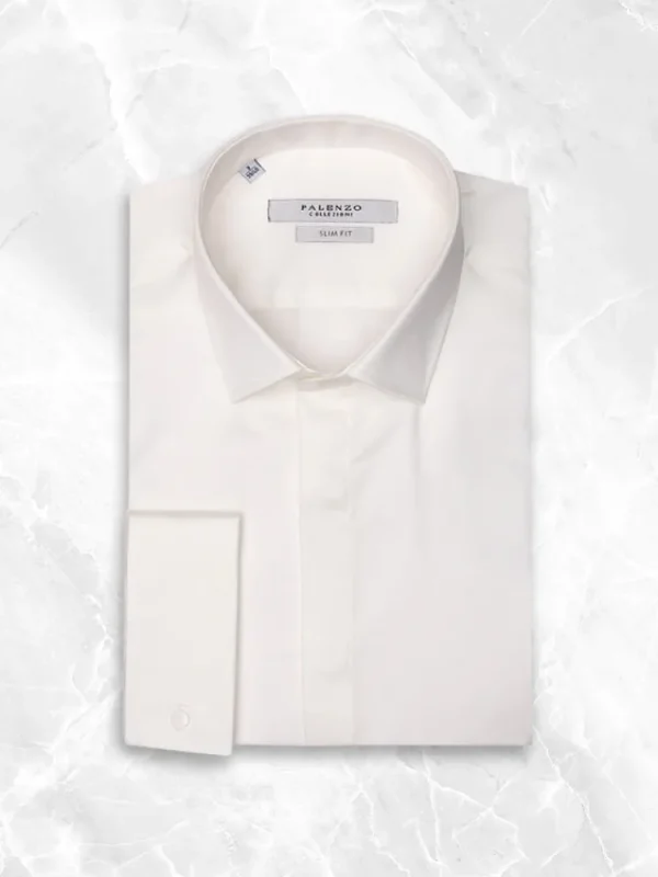 Palenzo Prêt-à-porter | Chemises Cérémonie | Chemise petit col français poignets mousquetaires - Ecru