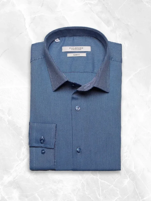 Palenzo Prêt-à-porter | Chemise petit col français - Bleu imprimé