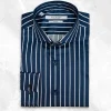 Palenzo Prêt-à-porter | Chemises | Chemise petit col français - Bleu marine et blanc rayures