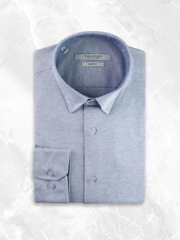 Palenzo Prêt-à-porter | Chemises | Chemise petit col français - Bleu petit damier