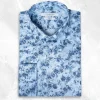 Palenzo Prêt-à-porter | Chemises | Chemise petit col français - Bleu et bleu marine imprimé
