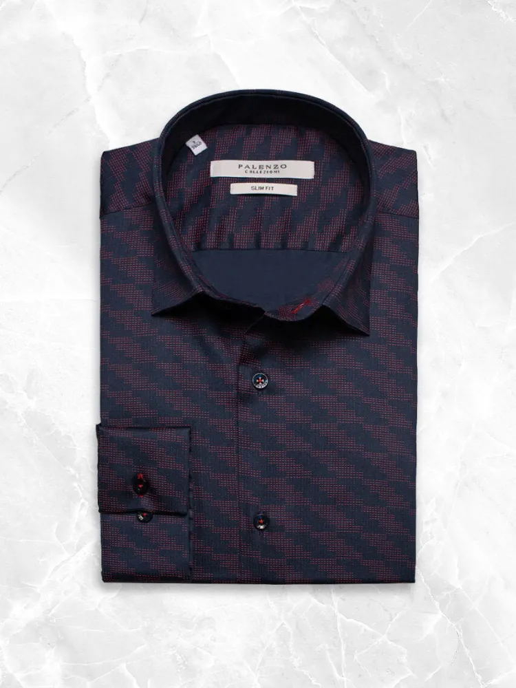 chemise_petit_col_franais_0-38.webp Palenzo Prêt-à-porter | Chemises | Chemise petit col français - Bleu marine et rouge imprimé