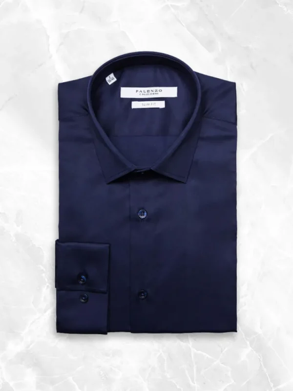 Palenzo Prêt-à-porter | Chemises | Chemise petit col français - Bleu marine