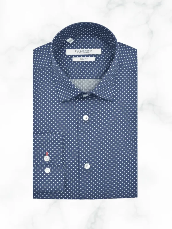 Palenzo Prêt-à-porter | Chemises | Chemise petit col français - Bleu marine imprimé