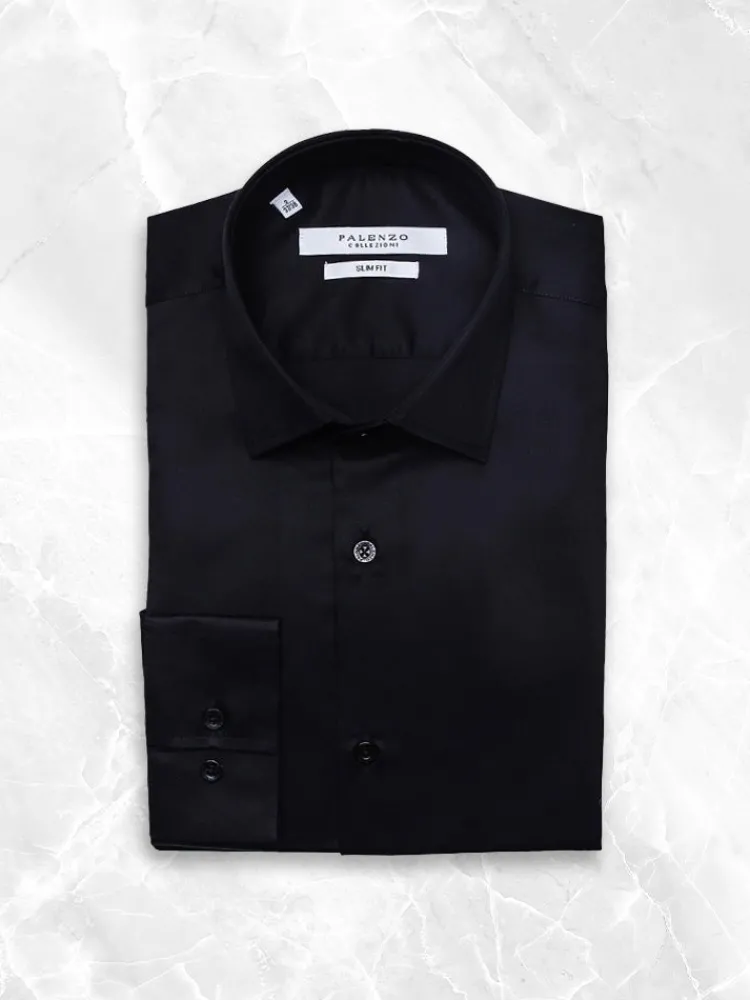 chemise_petit_col_franais_0-5.webp Palenzo Prêt-à-porter | Chemises | Chemise petit col français - Noir