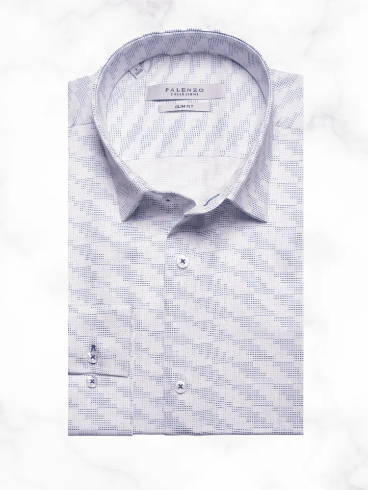 chemise_petit_col_franais_0-54.webp Palenzo Prêt-à-porter | Chemise petit col français - Blanc et bleu imprimé