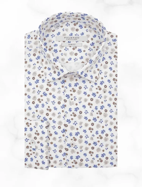 Palenzo Prêt-à-porter | Chemises | Chemise petit col français - Blanc imprimé