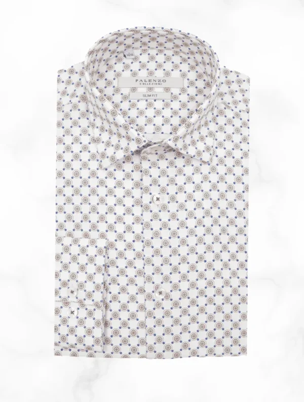 Palenzo Prêt-à-porter | Chemises | Chemise petit col français - Blanc imprimé