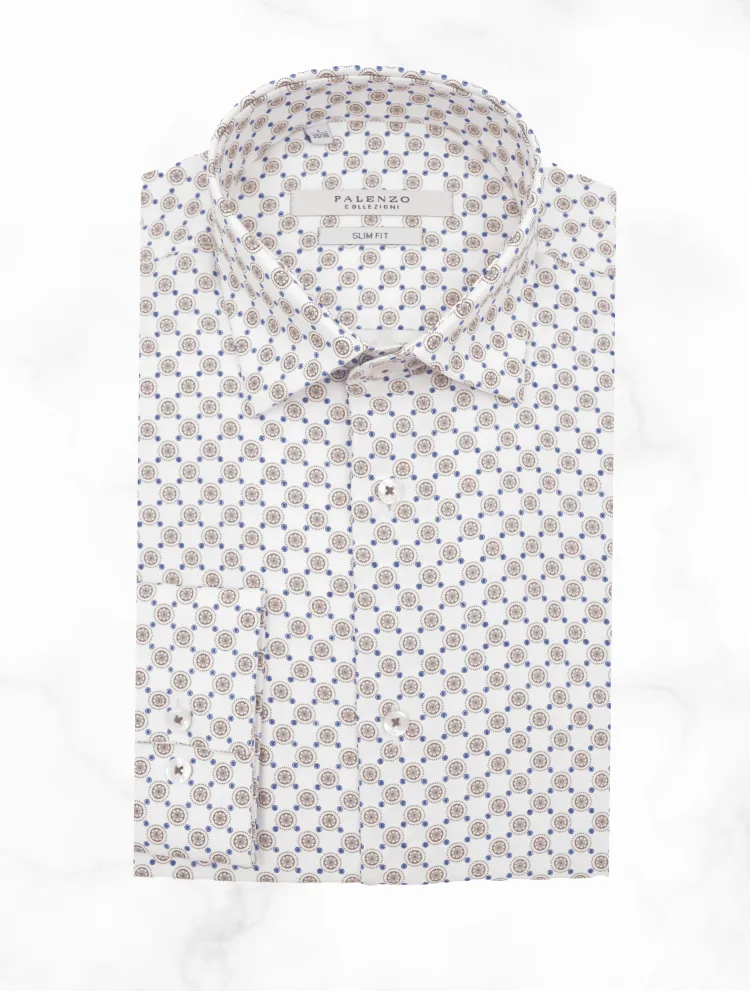 chemise_petit_col_franais_0-60.webp Palenzo Prêt-à-porter | Chemises | Chemise petit col français - Blanc imprimé