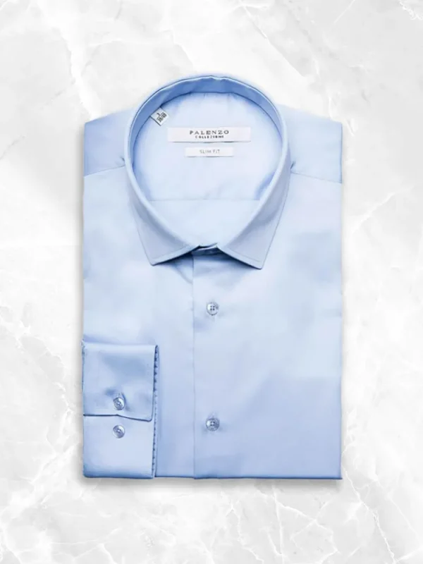 Palenzo Chemises | Chemise petit col français - Bleu ciel