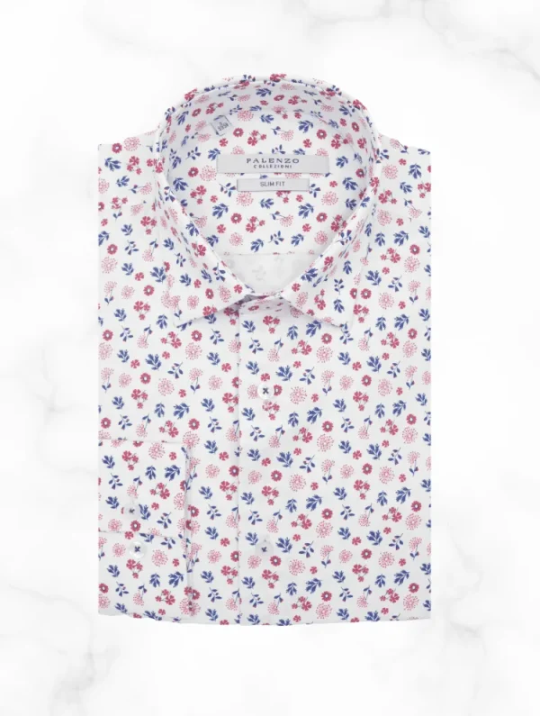 Palenzo Prêt-à-porter | Chemises | Chemise petit col français - Blanc imprimé