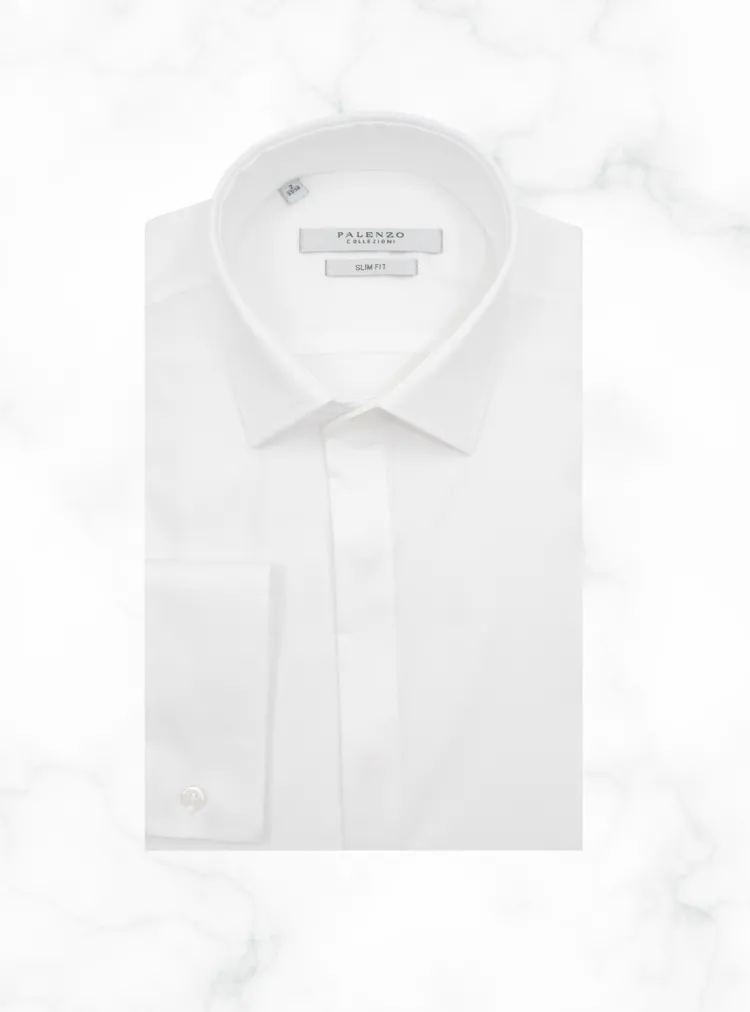 chemise_petit_col_franais_0-65.webp Palenzo Prêt-à-porter | Chemises Cérémonie | Chemise petit col français - Blanc bi-matière