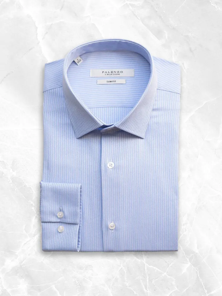 chemise_petit_col_franais_0-9.webp Palenzo Prêt-à-porter | Chemises | Chemise petit col français - Blanc et bleu ciel rayures