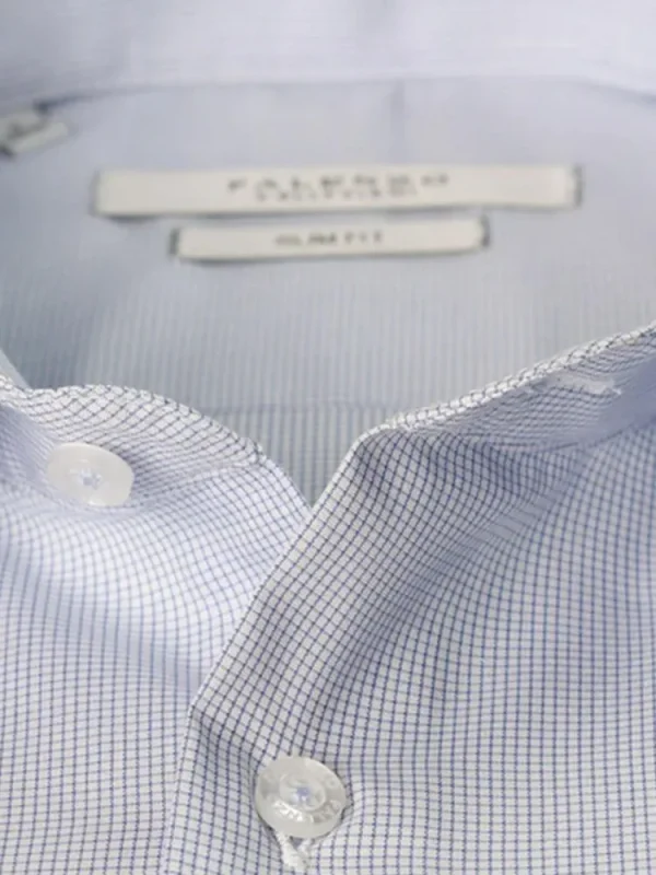Palenzo Prêt-à-porter | Chemises | Chemise petit col français - Bleu micro carreaux