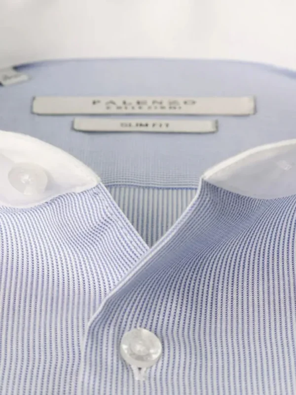 Palenzo Prêt-à-porter | Chemises | Chemise petit col français - Bleu rayures