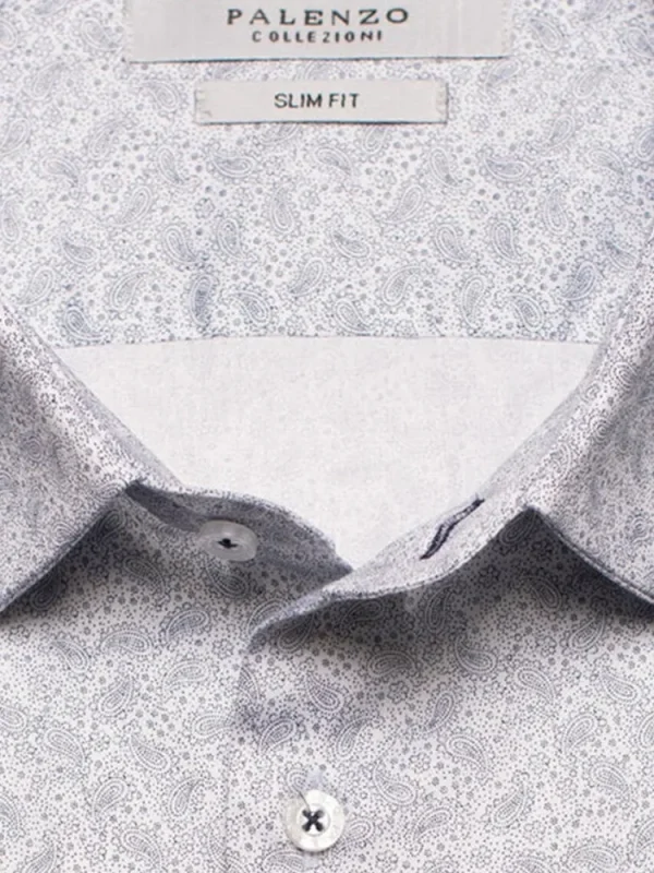 Palenzo Prêt-à-porter | Chemise petit col français - Blanc et gris imprimé