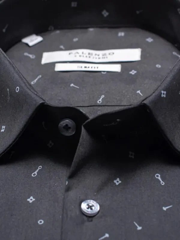 Palenzo Prêt-à-porter | Chemises | Chemise petit col français - Noir imprimé
