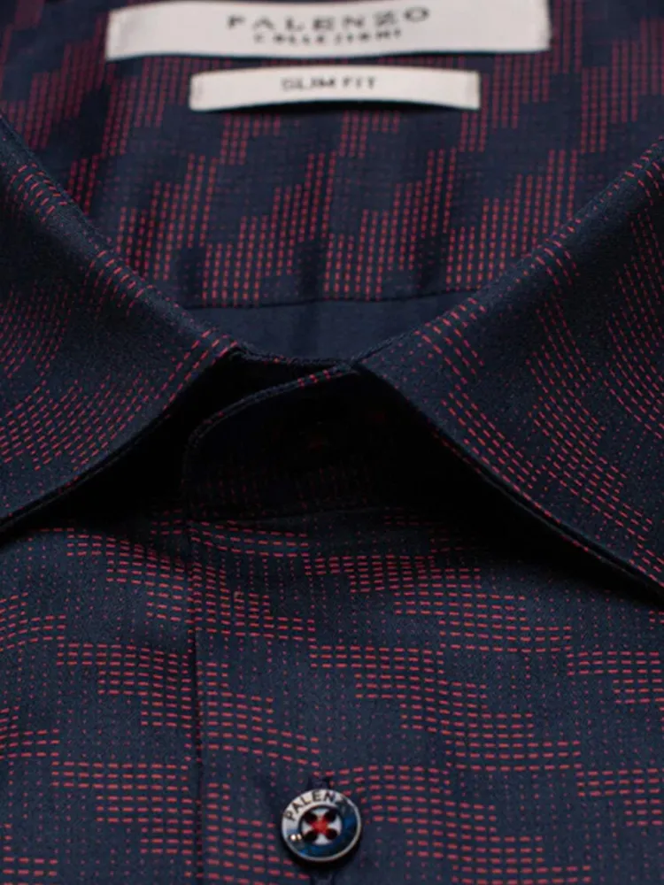 chemise_petit_col_franais_1-37.webp Palenzo Prêt-à-porter | Chemises | Chemise petit col français - Bleu marine et rouge imprimé