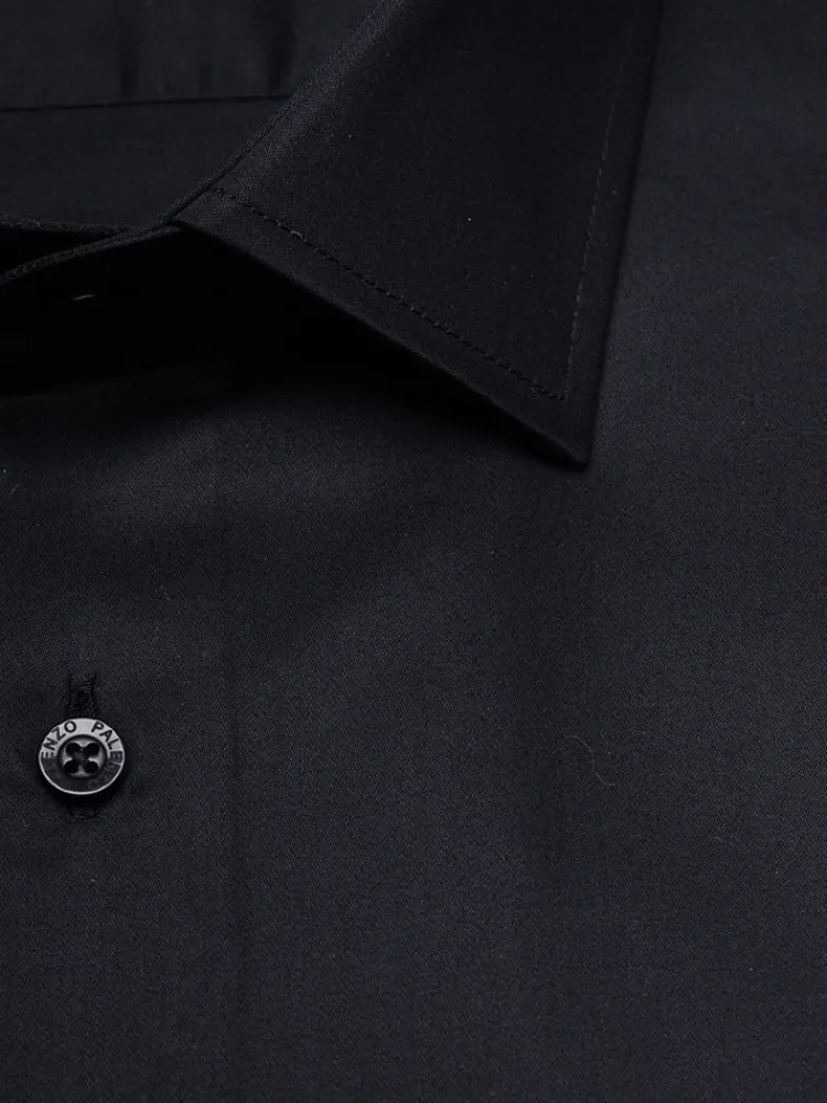 chemise_petit_col_franais_1-5.webp Palenzo Prêt-à-porter | Chemises | Chemise petit col français - Noir