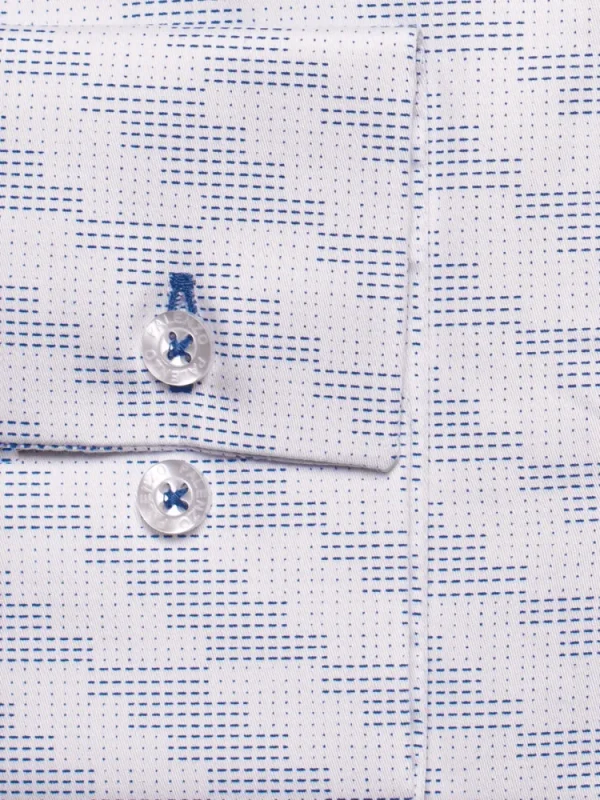 Palenzo Prêt-à-porter | Chemise petit col français - Blanc et bleu imprimé
