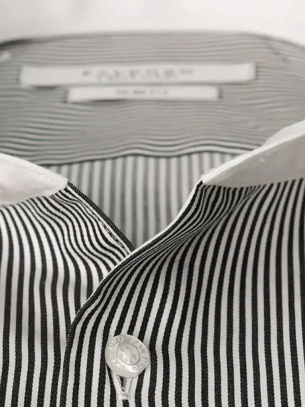 Palenzo Prêt-à-porter | Chemise petit col français - Noir rayures