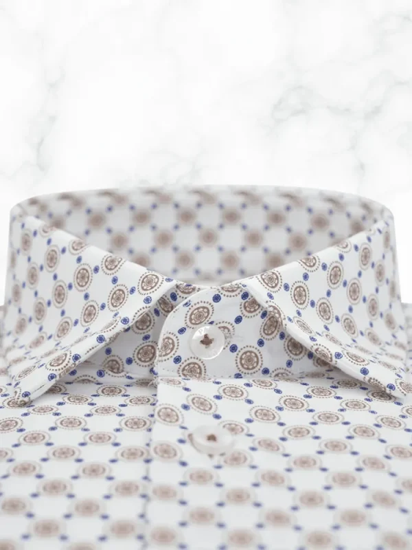 Palenzo Prêt-à-porter | Chemises | Chemise petit col français - Blanc imprimé