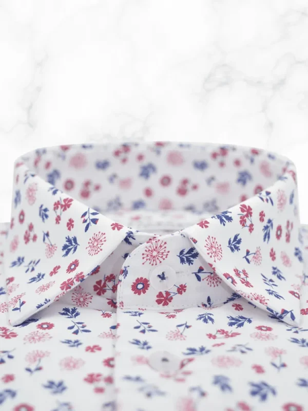 Palenzo Prêt-à-porter | Chemises | Chemise petit col français - Blanc imprimé