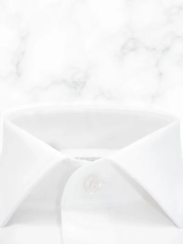 Palenzo Prêt-à-porter | Chemises Cérémonie | Chemise petit col français - Blanc bi-matière