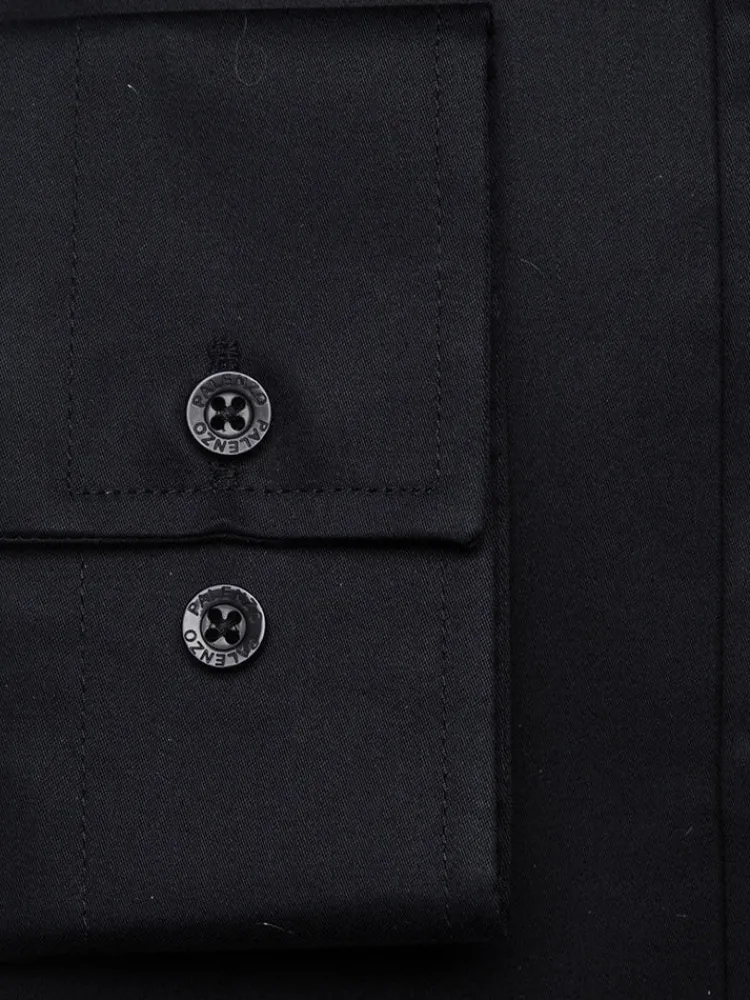 chemise_petit_col_franais_2-2.webp Palenzo Prêt-à-porter | Chemises | Chemise petit col français - Noir